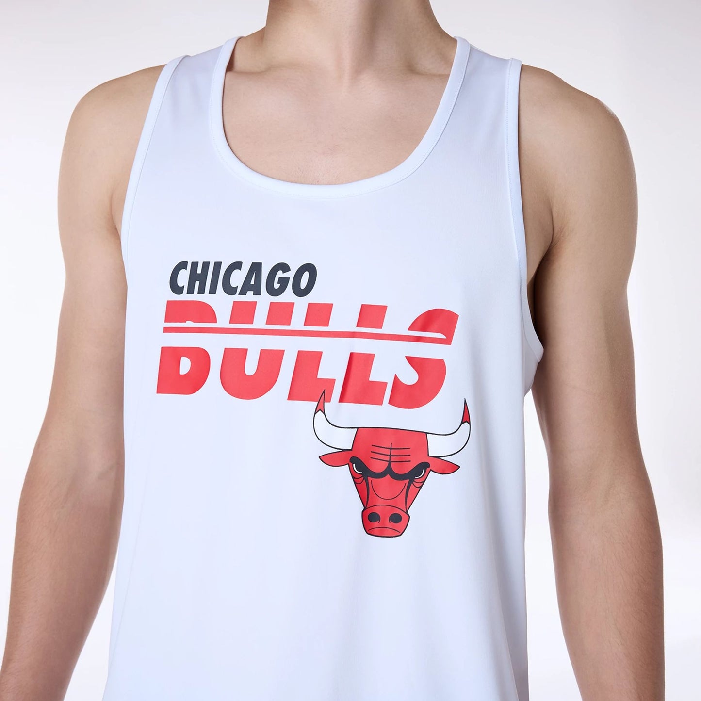 The Male model is wearing Chicago Bulls NBA Essentials White Vest 4