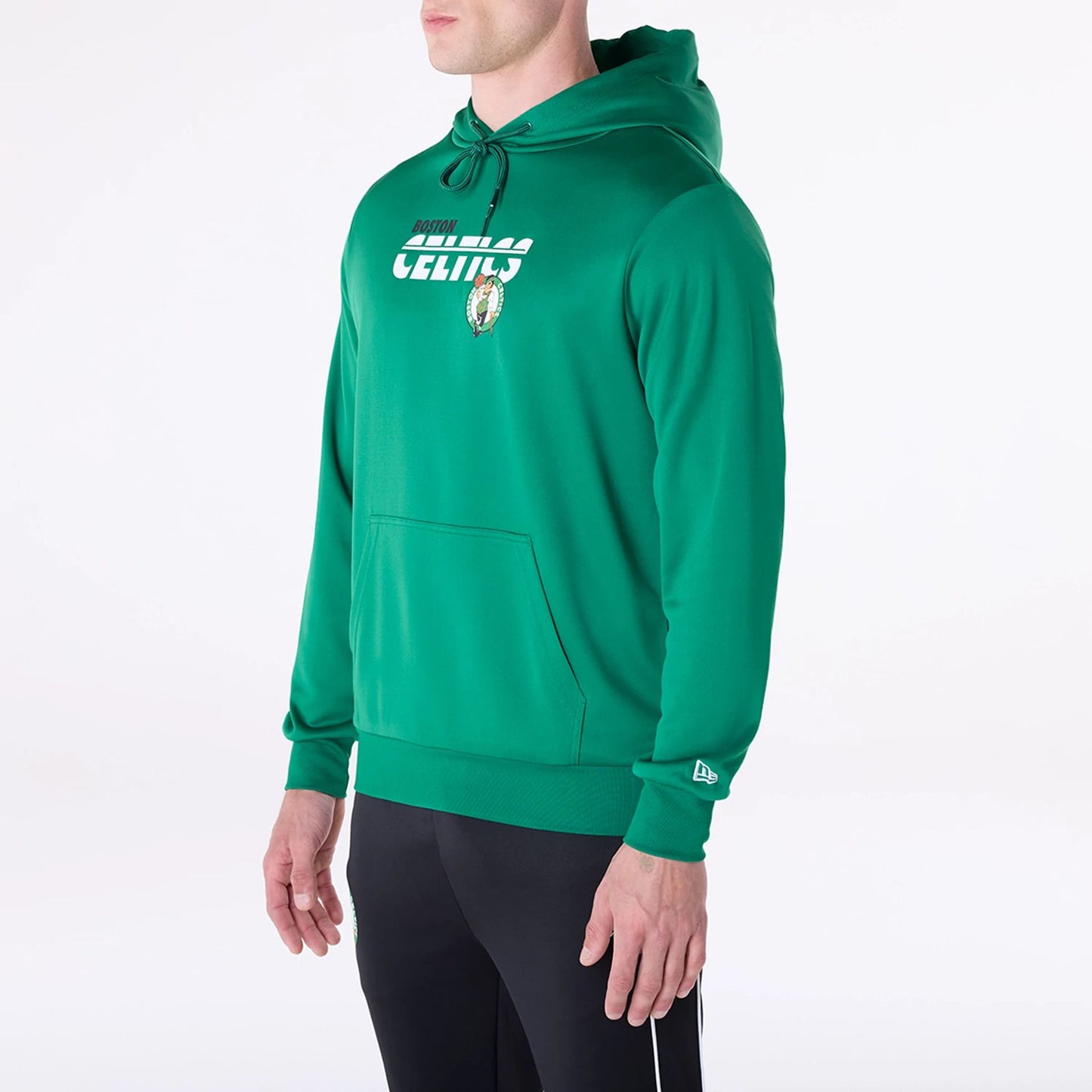 The Male model is wearing Boston Celtics NBA Essentials Green Pullover Hoodie 5