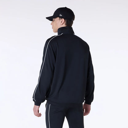 The Male model is wearing Chicago Bulls NBA Poly Track Set Black Track Suit 3