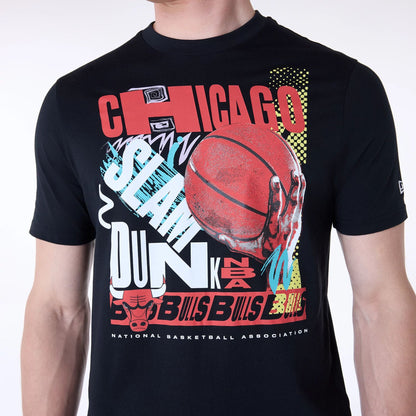 The Male model is wearing Chicago Bulls Basketball Graphic Black T-Shirt 5