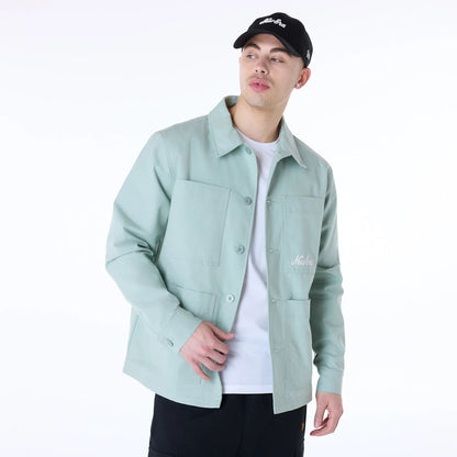 The Male model is wearing New Era Essential Pastel Green Shacket 4