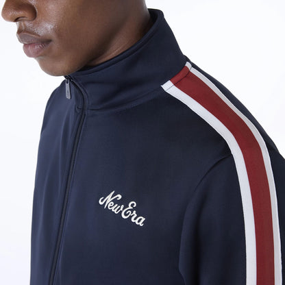 The Male model is wearing New Era Essential Navy Track Jacket 4