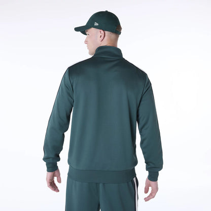 The Male model is wearing New Era Essential Dark Green Track Jacket 2