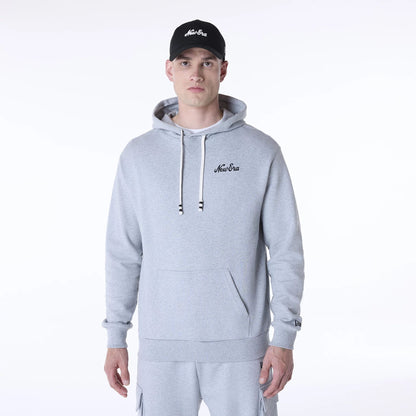 The Male model is wearing New Era Script Grey Pullover Hoodie 1