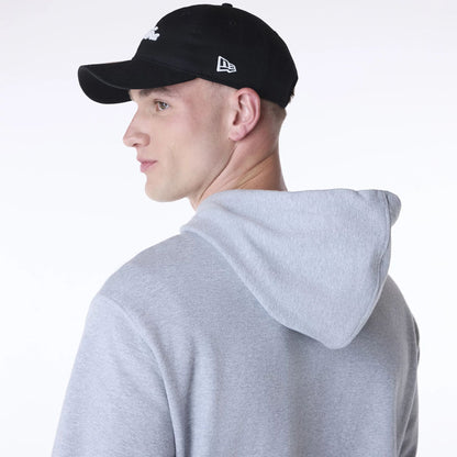 The Male model is wearing New Era Script Grey Pullover Hoodie 3