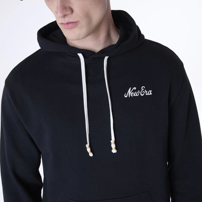 The Male model is wearing New Era Script Black Pullover Hoodie 8