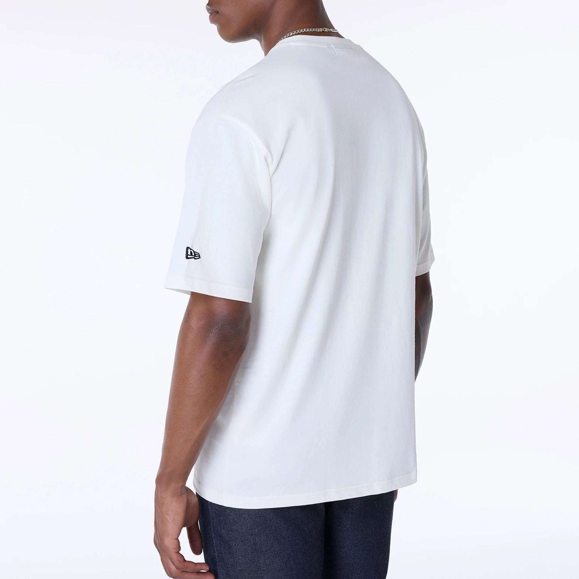 The Male model is wearing LA Dodgers MLB Script Open White T-Shirt 5