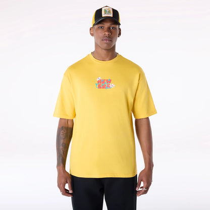 The Male model is wearing New Era Drink Graphic Yellow Oversized T-Shirt 1