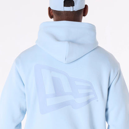 The Male model is wearing New Era Flag Pastel Blue Oversized Pullover Hoodie 5