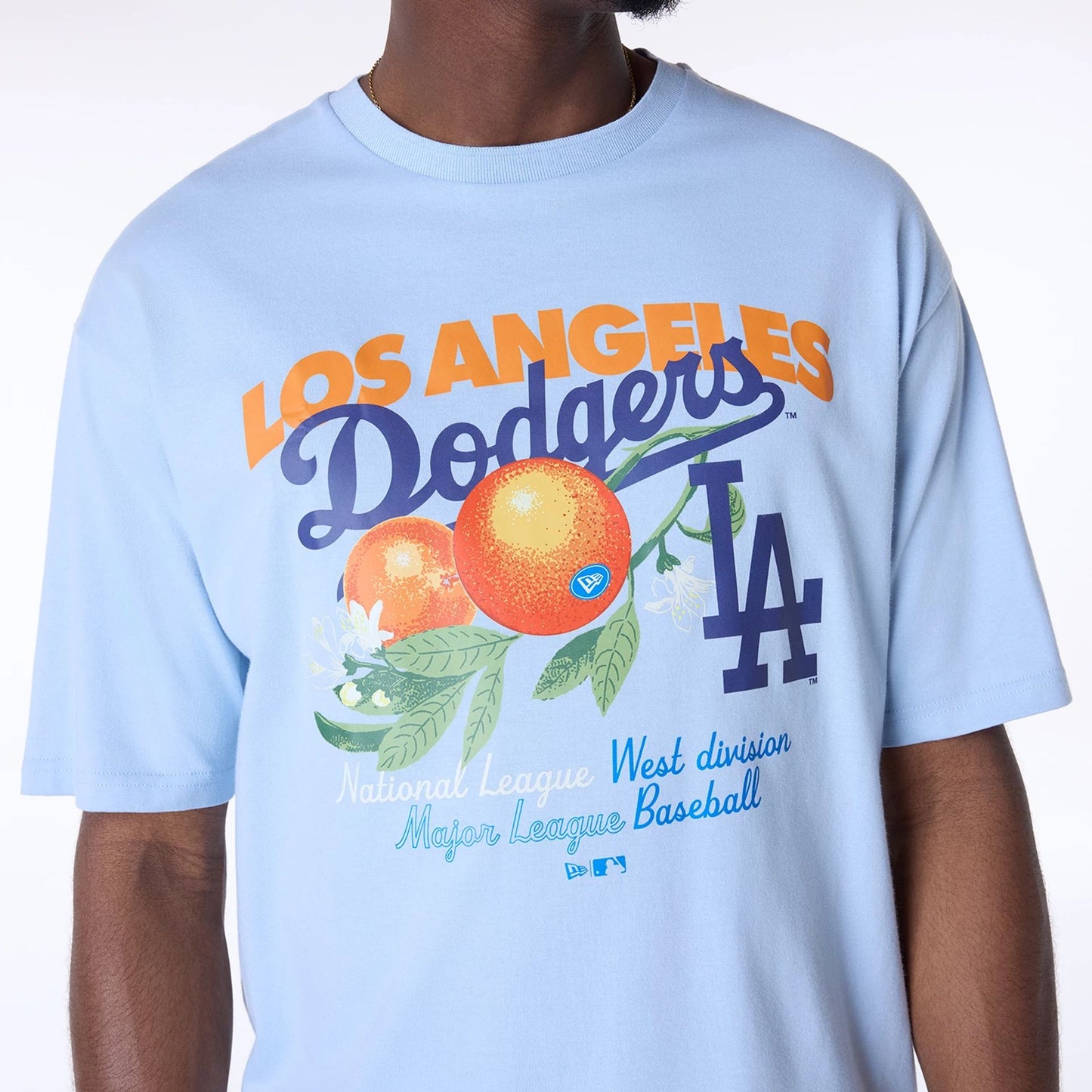 The Male model is wearing LA Dodgers MLB Fruit Pastel Blue T-Shirt 3