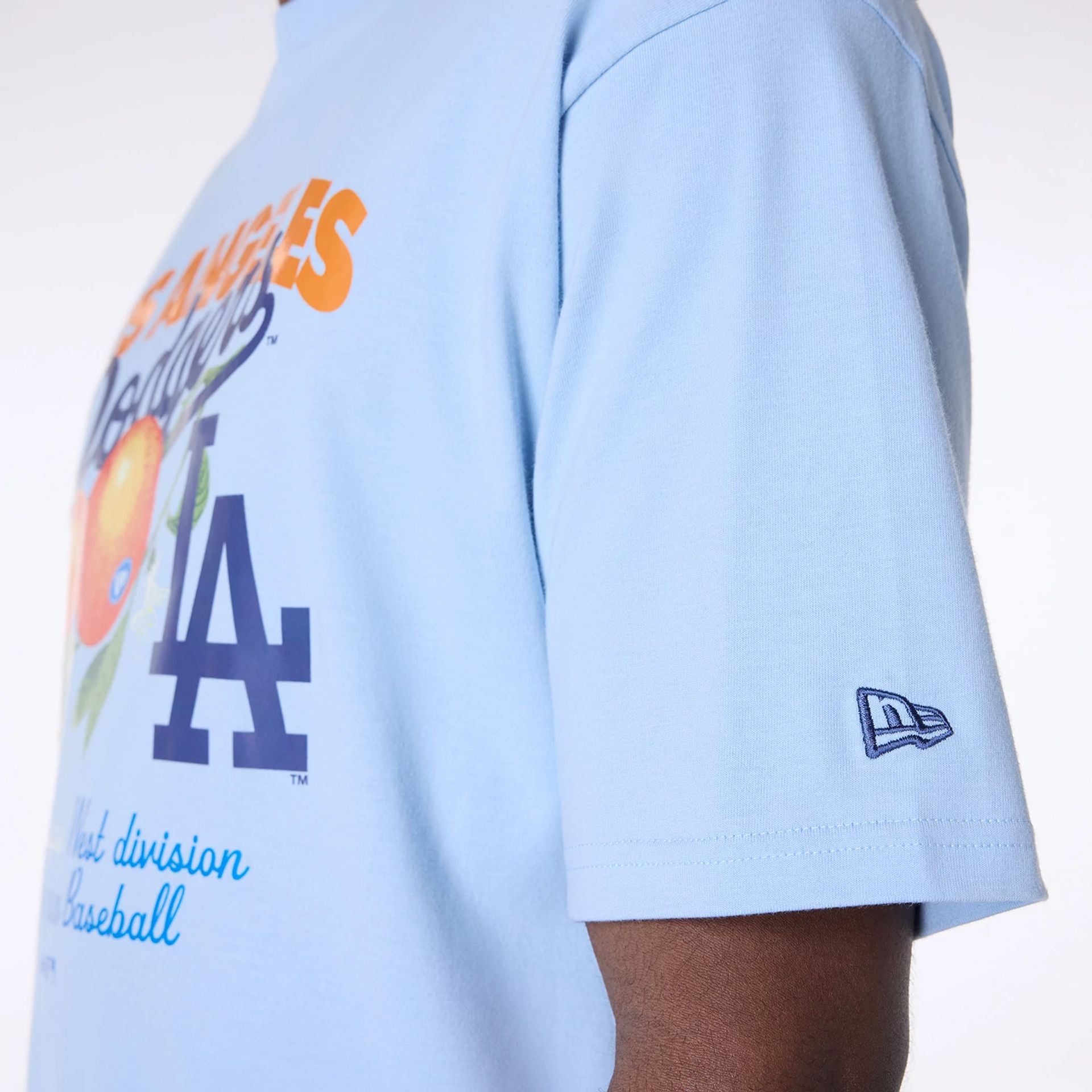 The Male model is wearing LA Dodgers MLB Fruit Pastel Blue T-Shirt 6