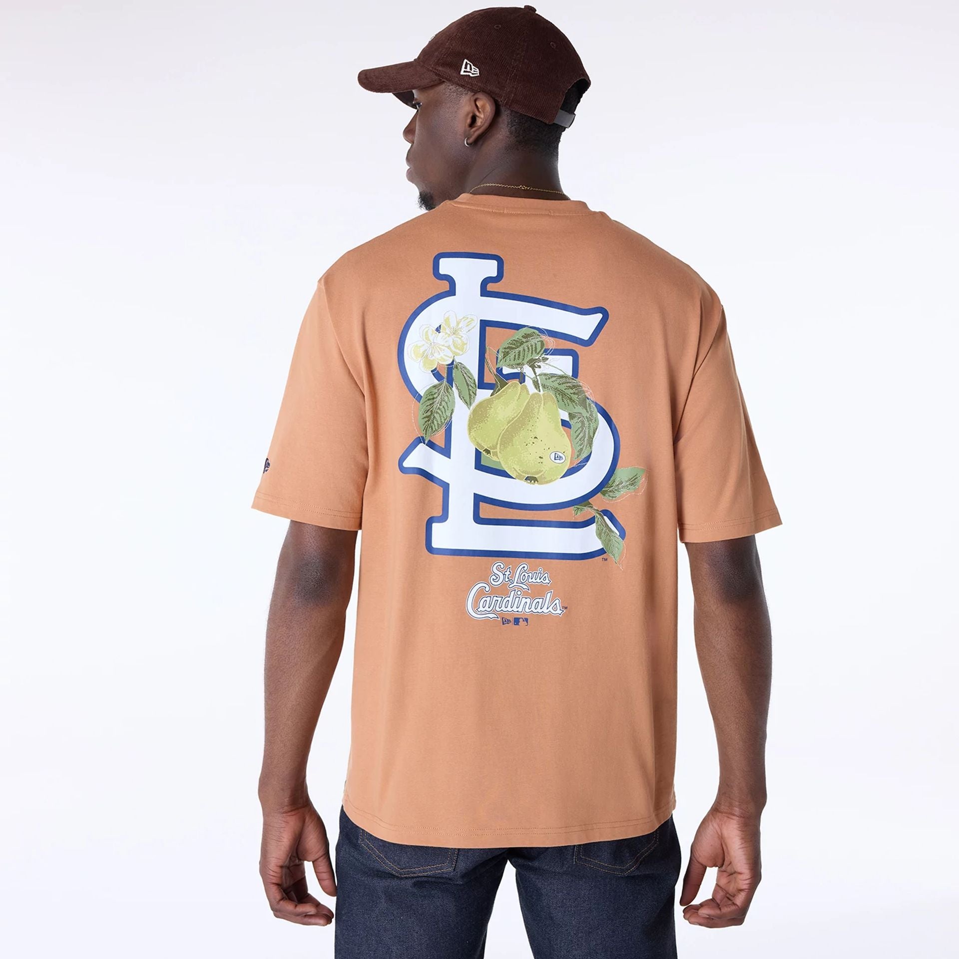 The Male model is wearing St. Louis Cardinals MLB Fruit Dark Beige T-Shirt 2