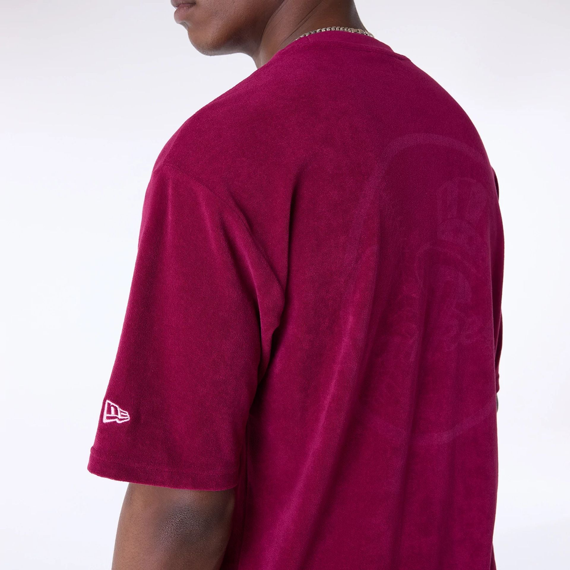 The Male model is wearing New York Yankees MLB Towelling Dark Red T-Shirt 6