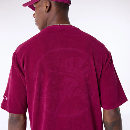 The Male model is wearing New York Yankees MLB Towelling Dark Red T-Shirt 4