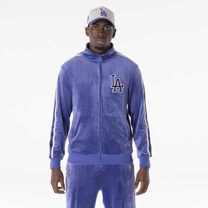 The Male model is wearing LA Dodgers MLB Velour Dark Blue Track Jacket 1