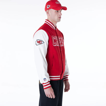 The Male model is wearing Kansas City Chiefs NFL Red Varsity Jacket 5