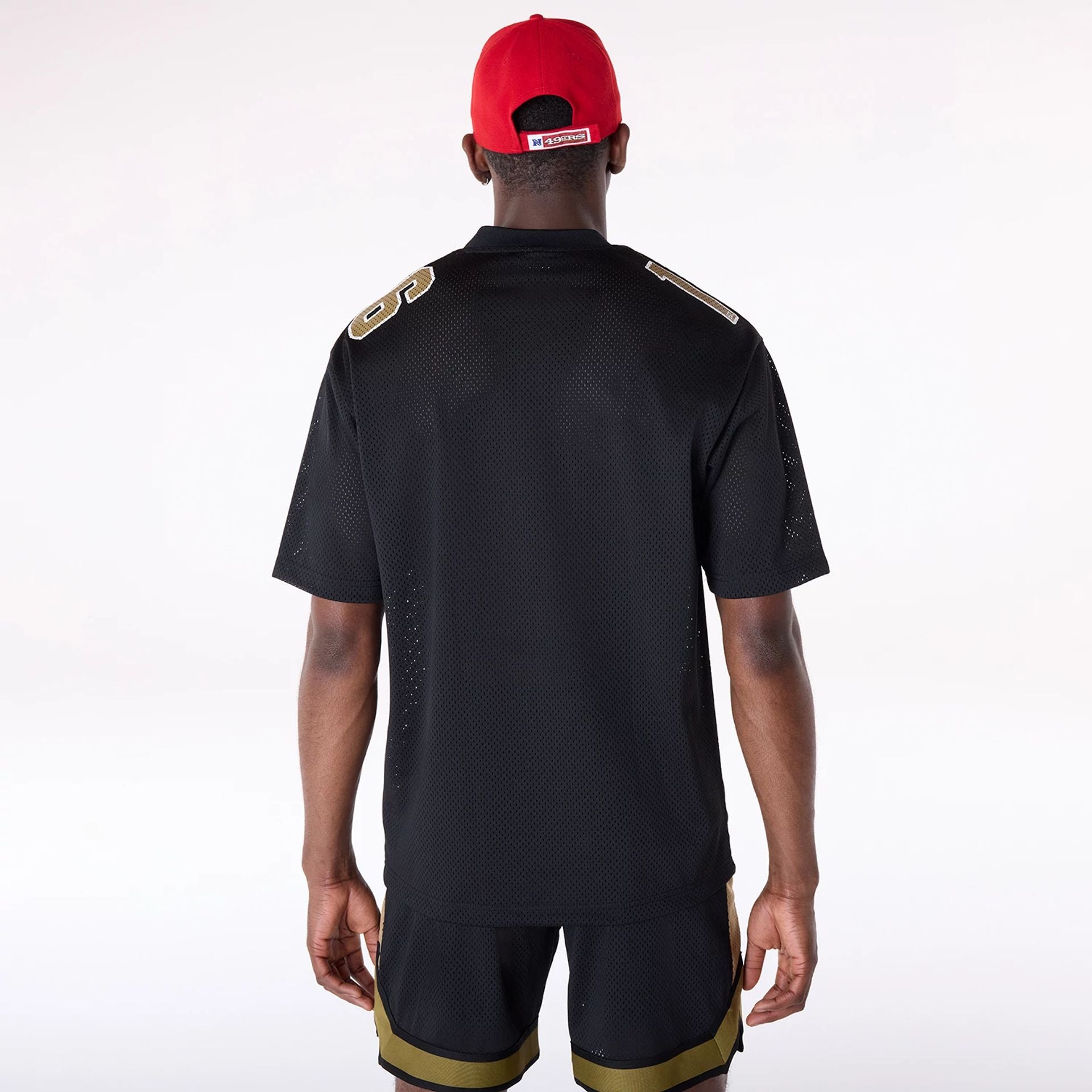 The Male model is wearing San Francisco 49ers NFL Mesh Black T-Shirt 2