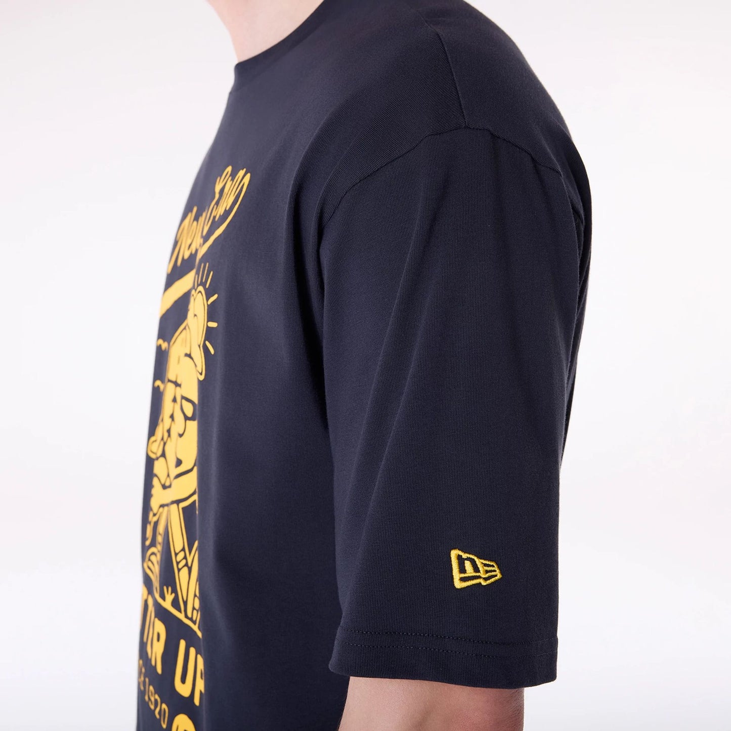 The Male model is wearing New Era Baseball Graphic Navy T-Shirt 7