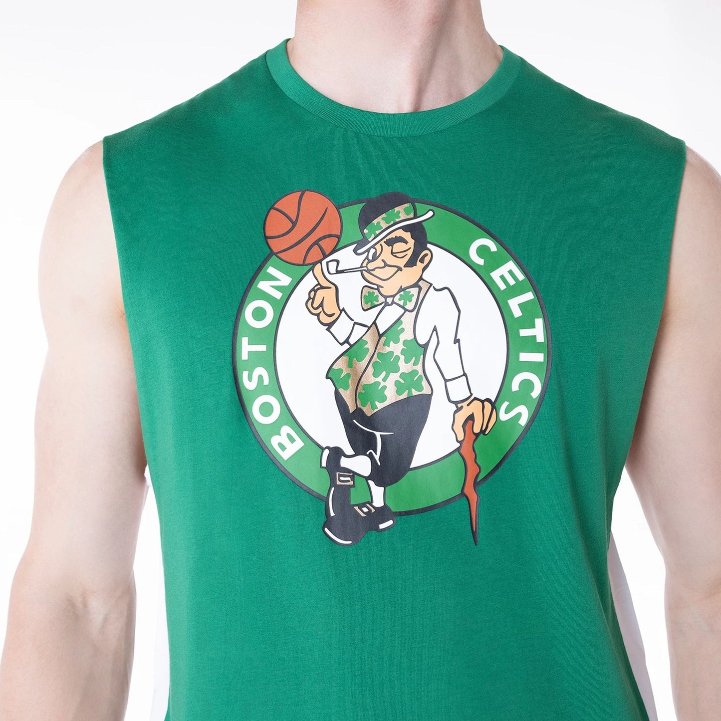 The Male model is wearing Boston Celtics NBA Panel Green Vest 3