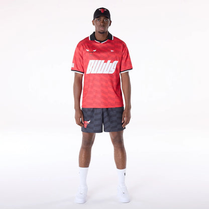 The Male model is wearing Chicago Bulls NBA Soccer Red Oversized T-Shirt 8