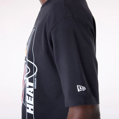 The Male model is wearing Miami Heat NBA Graphic Black T-Shirt 5