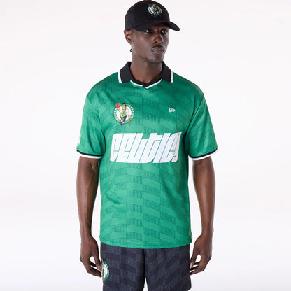 The Male model is wearing Boston Celtics NBA Soccer Green Oversized T-Shirt 1