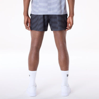 The Male model is wearing San Antonio Spurs NBA All Over Print Graphic Black Shorts 3