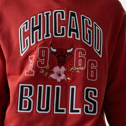 The Male model is wearing Chicago Bulls NBA Floral Red Oversized Crew Neck Sweater 6