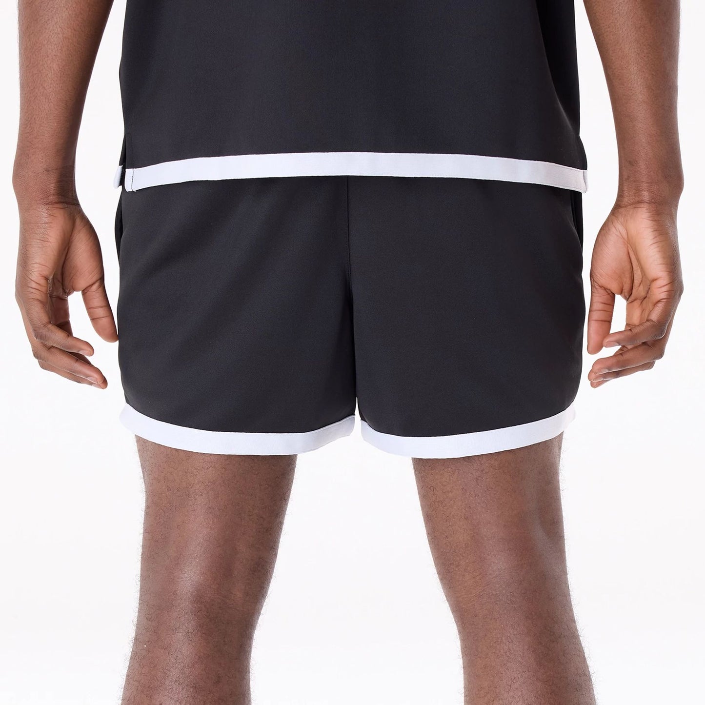 The Male model is wearing Chicago Bulls NBA Team Logo Black Shorts 4