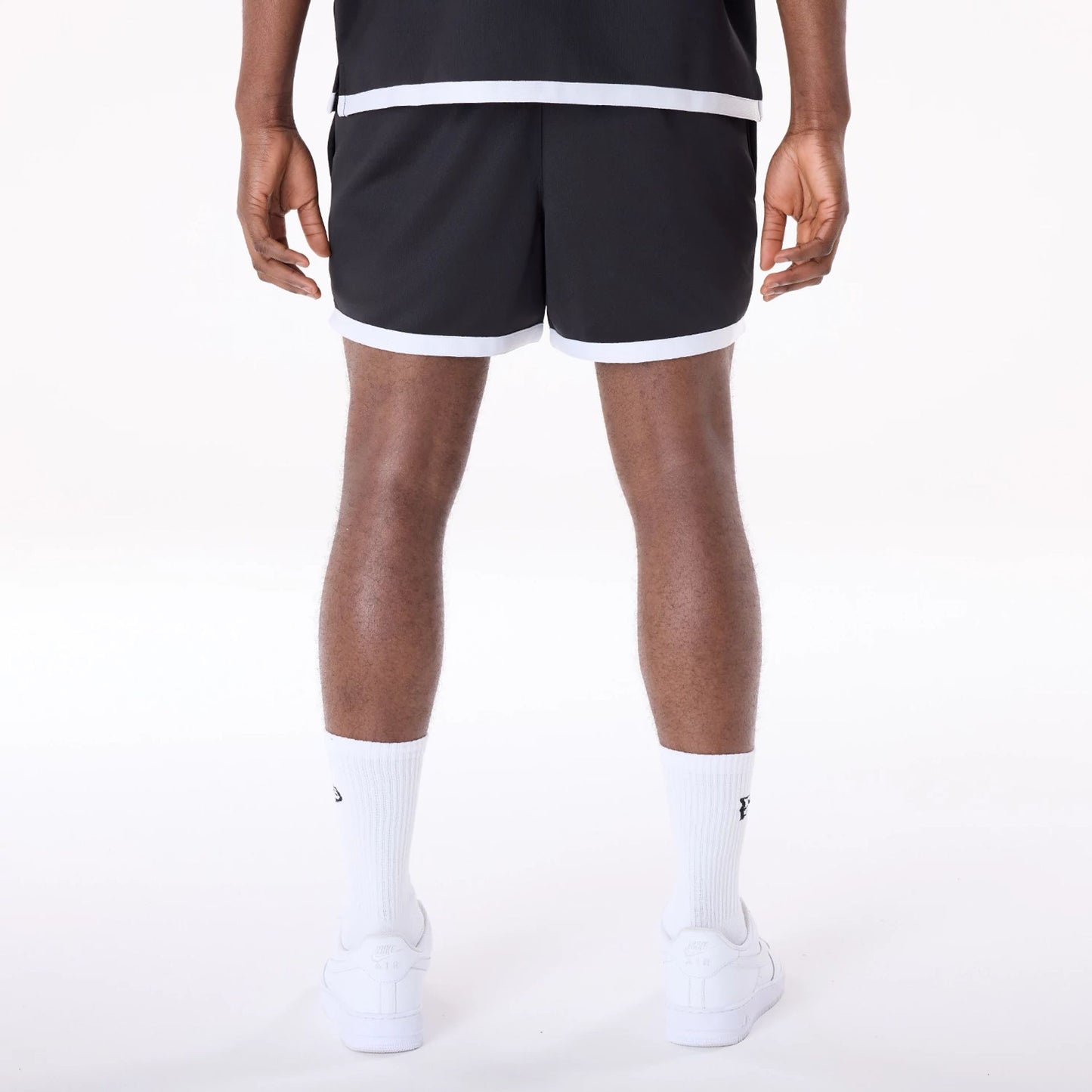 The Male model is wearing Chicago Bulls NBA Team Logo Black Shorts 3