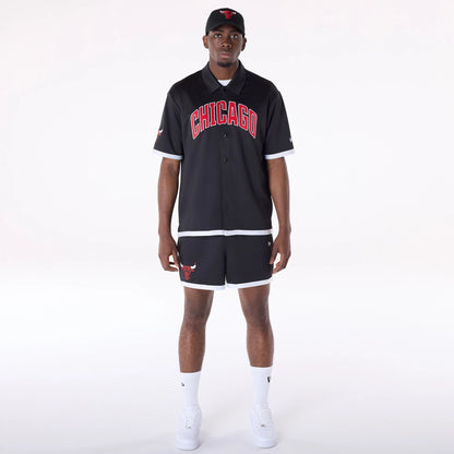 The Male model is wearing Chicago Bulls NBA Team Logo Black Shorts 2