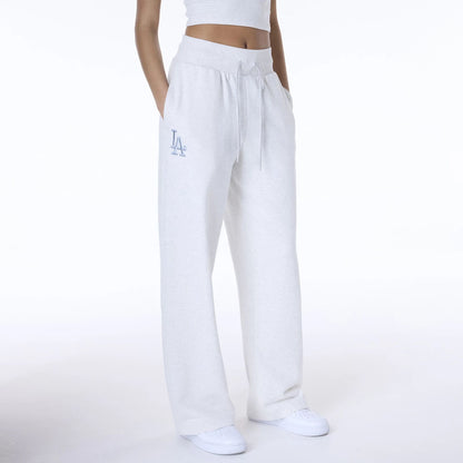 The Female model is wearing LA Dodgers Womens MLB League Essential Pastel Grey Fleece Joggers 7