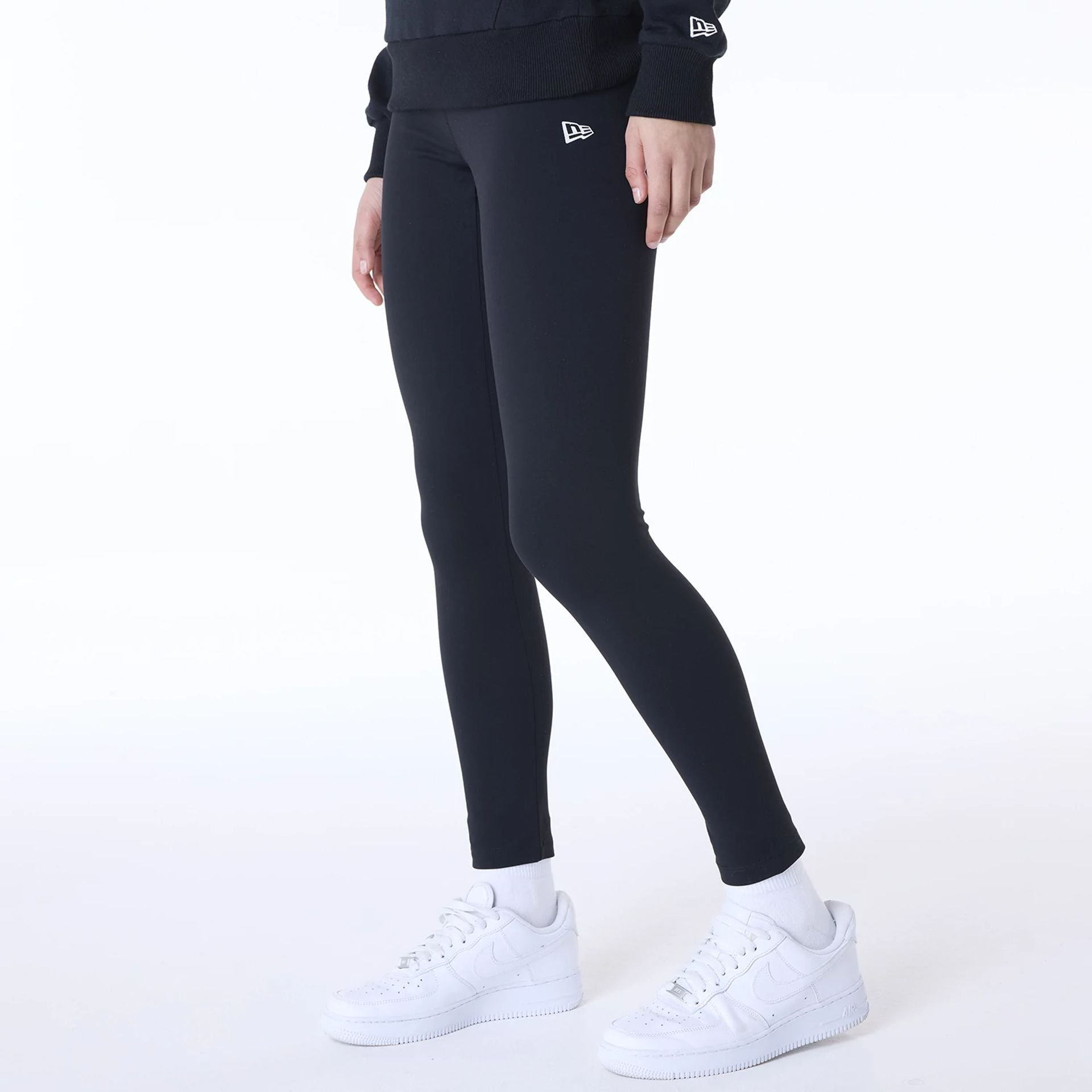 The Female model is wearing New York Yankees Womens MLB League Essential Black Leggings 2