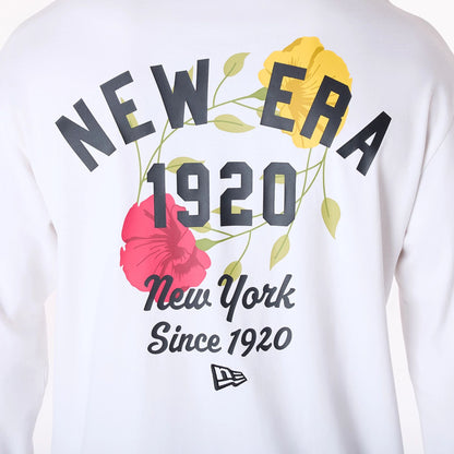 The Male model is wearing New Era Graphic White Long Sleeve T-Shirt 7