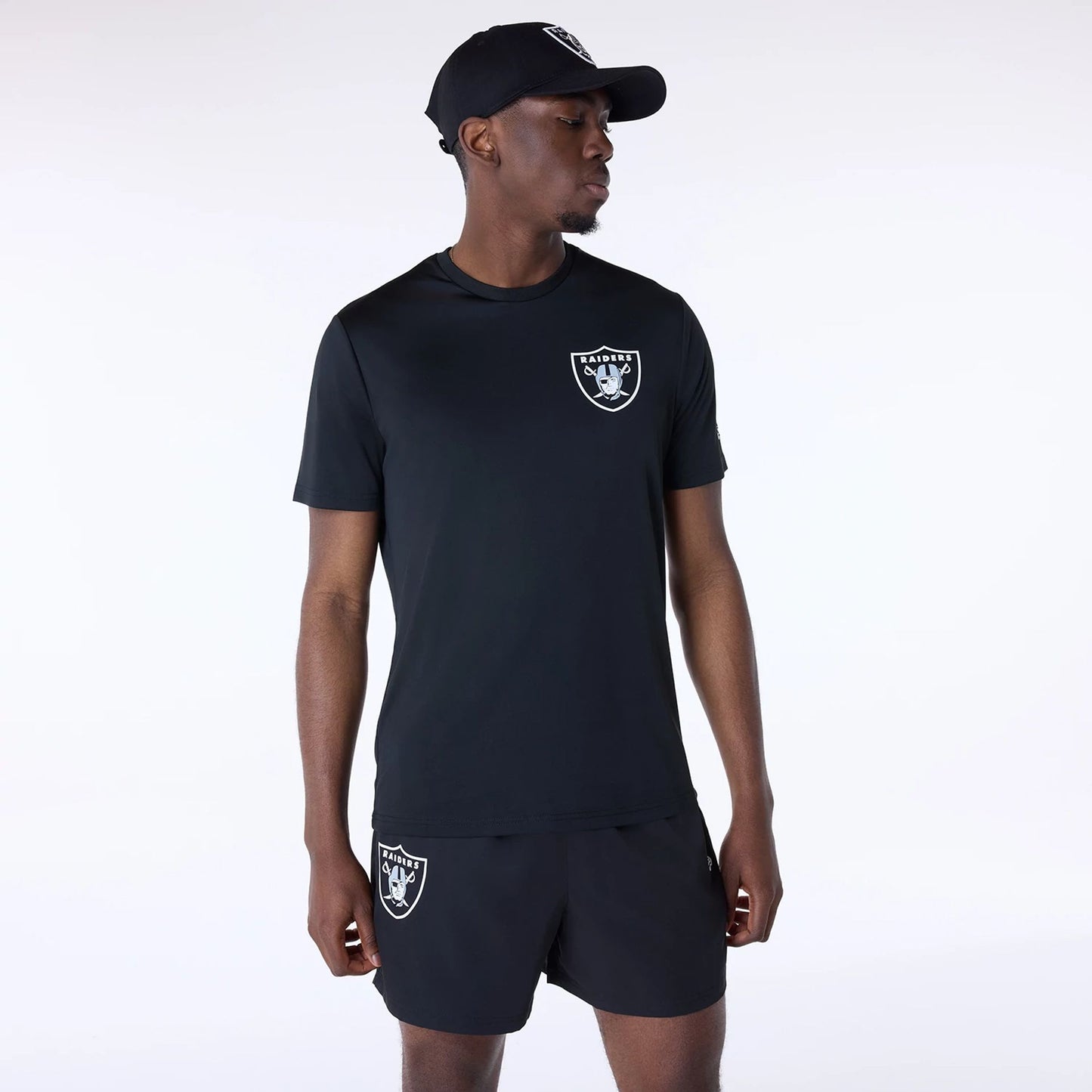 The Male model is wearing Las Vegas Raiders NFL Essentials Black T-Shirt 5