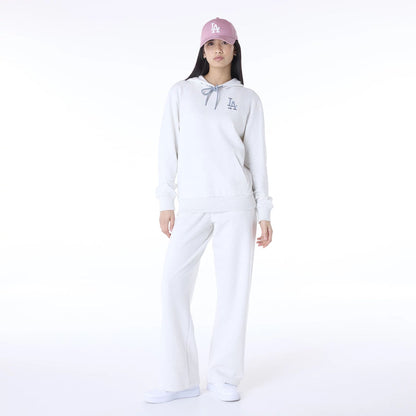 The Female model is wearing LA Dodgers MLB League Essential Pastel Grey Track Suit 1