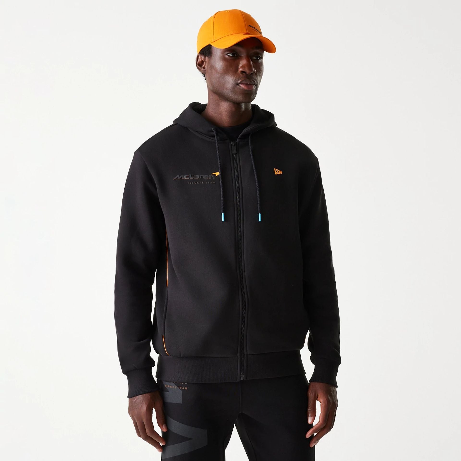 The Male model is wearing McLaren Racing Shadow Black Oversized Pullover Hoodie 1