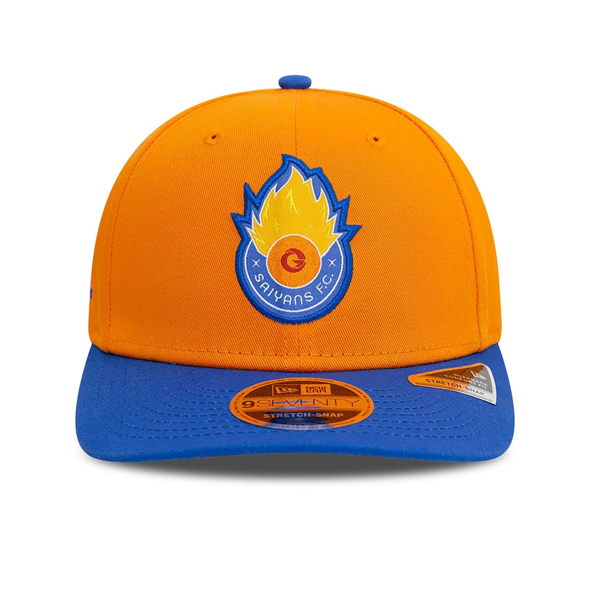 This is a Saiyans FC Kings League Draft Orange 9SEVENTY Stretch Snap Adjustable Cap 2