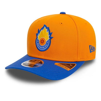 This is a Saiyans FC Kings League Draft Orange 9SEVENTY Stretch Snap Adjustable Cap 3