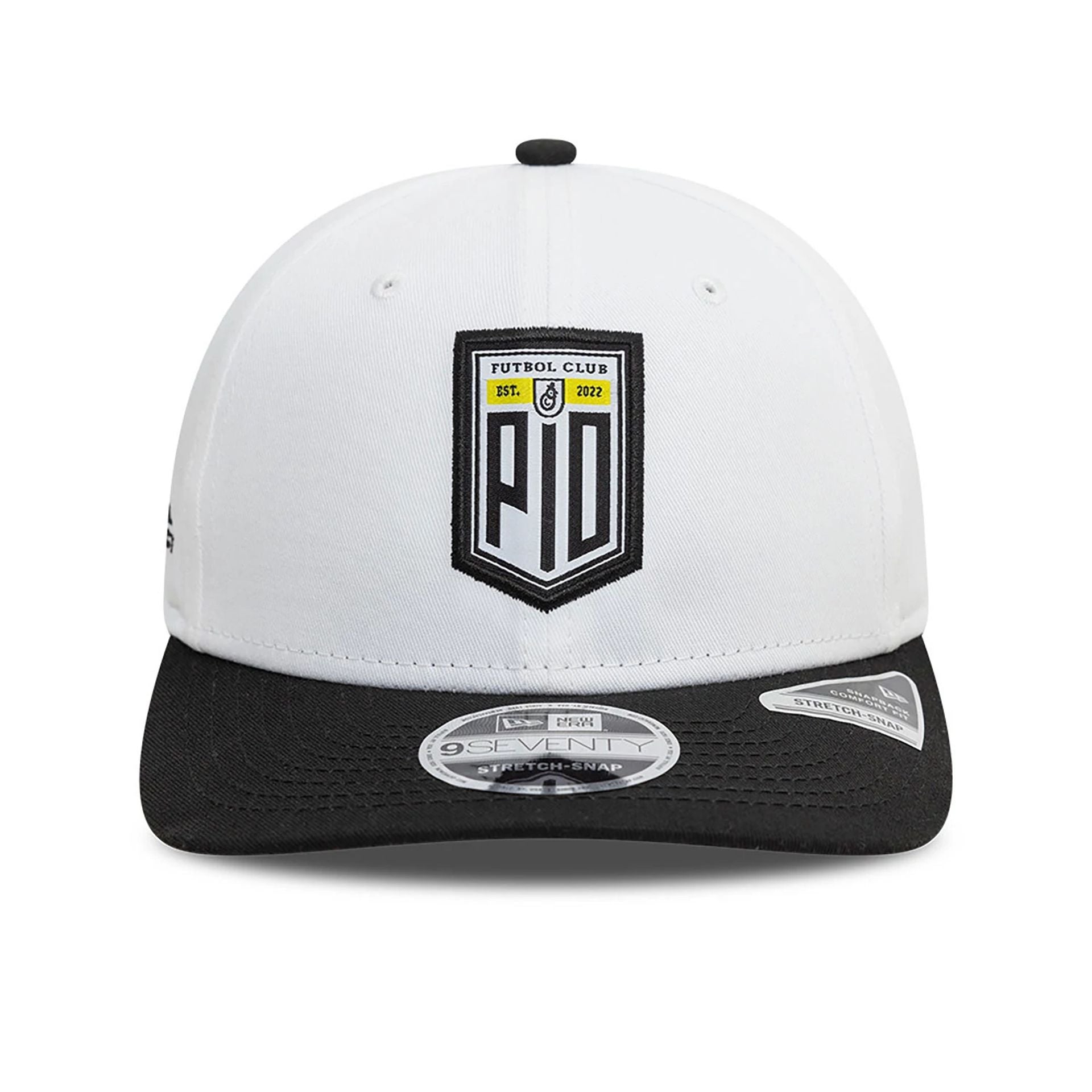 This is a PIO FC Kings League Draft White 9SEVENTY Stretch Snap Adjustable Cap 2