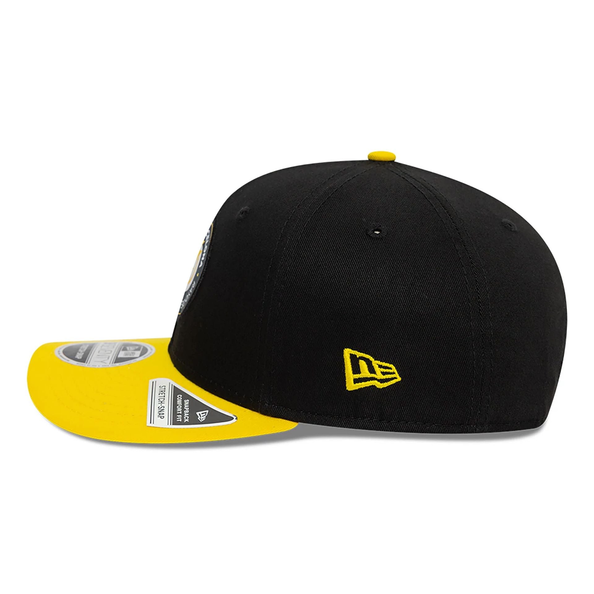 This is a Rayo De Barca FC Kings League Draft Black 9SEVENTY Stretch Snap Adjustable Cap 7