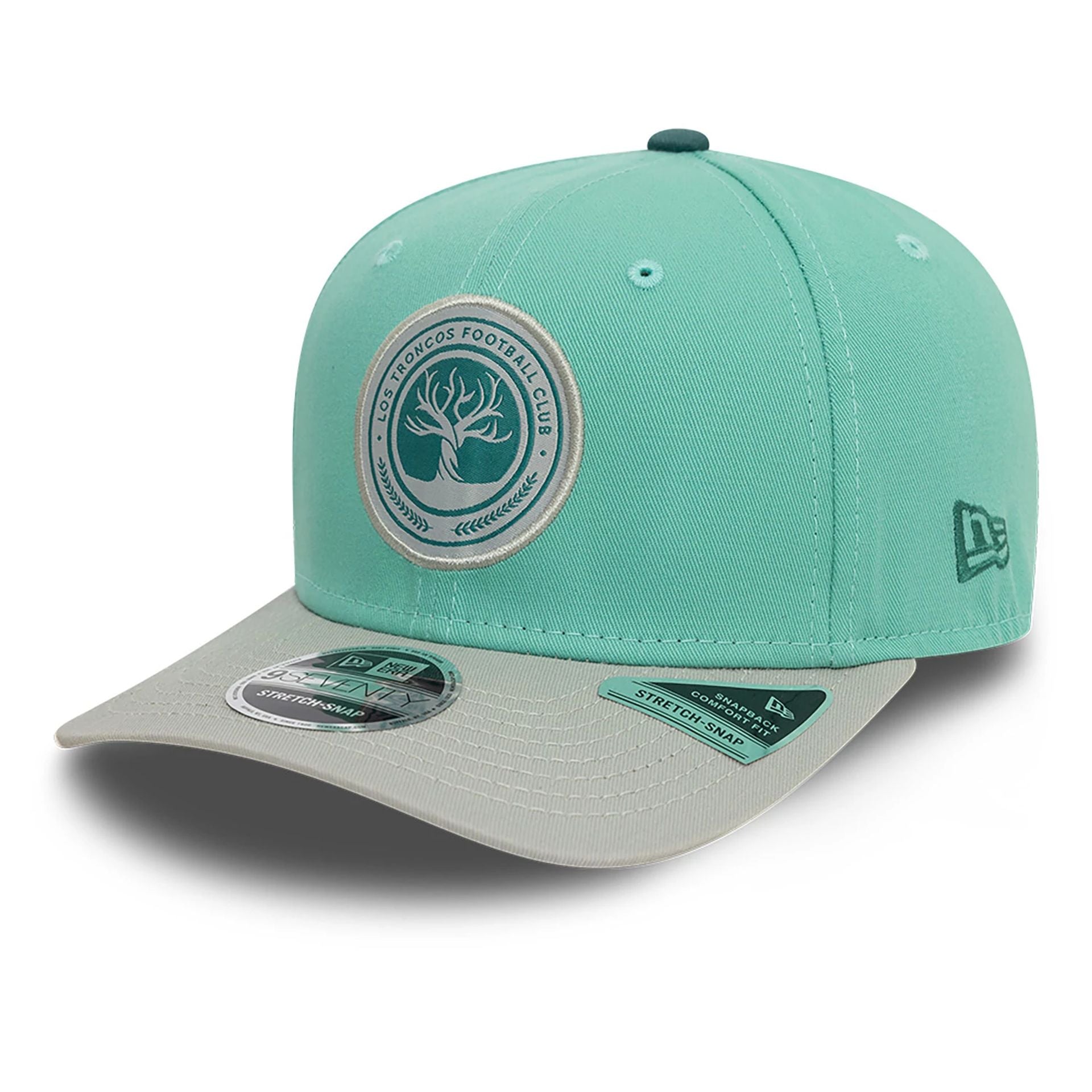 This is a Los Troncos FC Kings League Draft Turquoise 9SEVENTY Stretch Snap Adjustable Cap 3