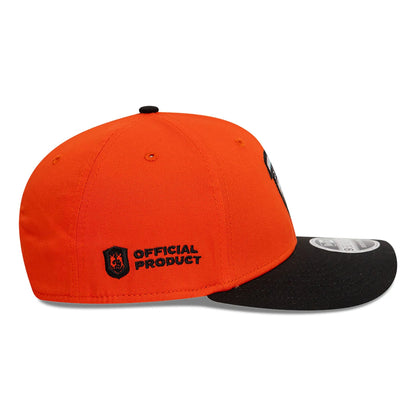 This is a Anquiladores FC Kings League Draft Orange 9SEVENTY Stretch Snap Adjustable Cap 6