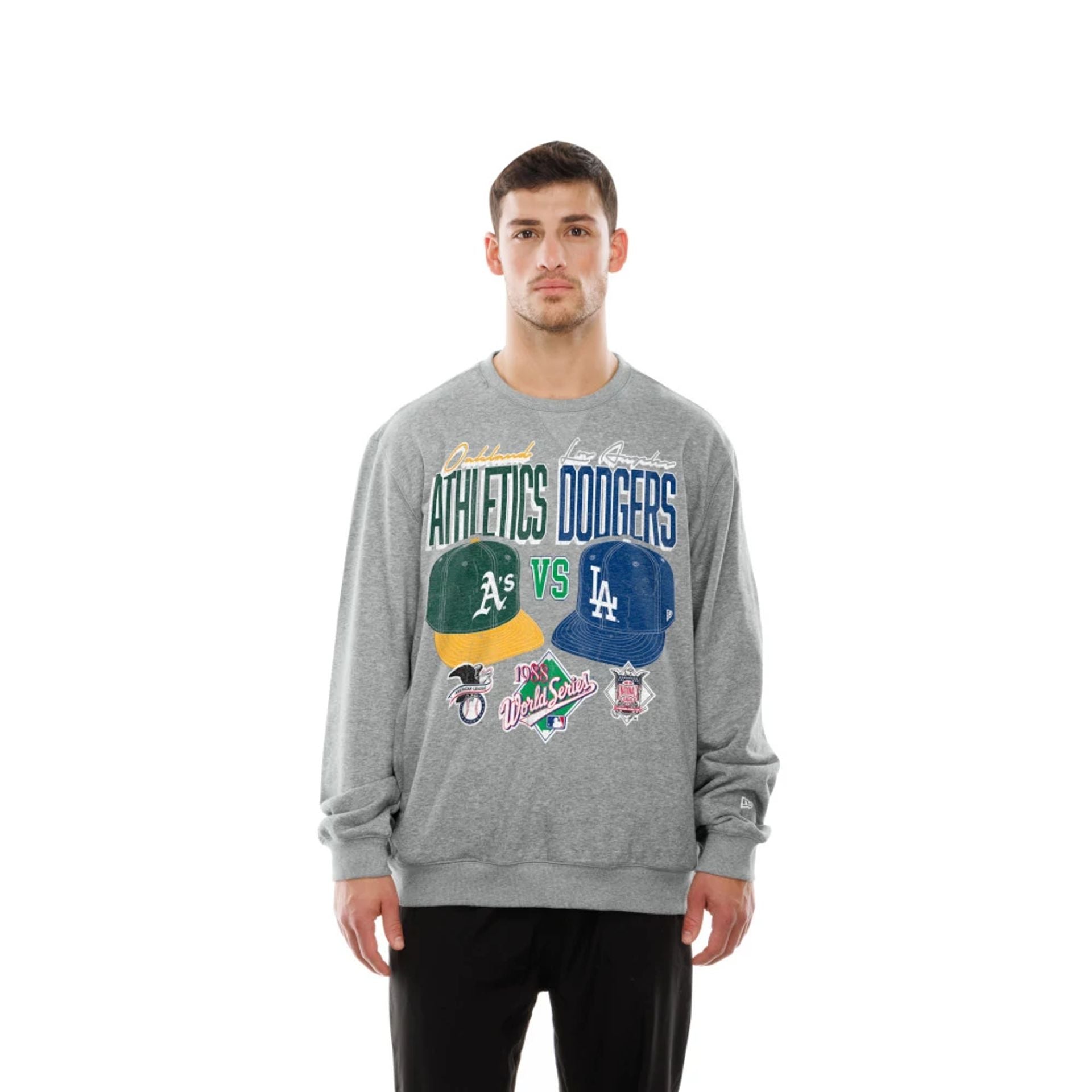 The Male model is wearing MLB Dueling Logos Sport Classic Grey Crewneck Sweater 1