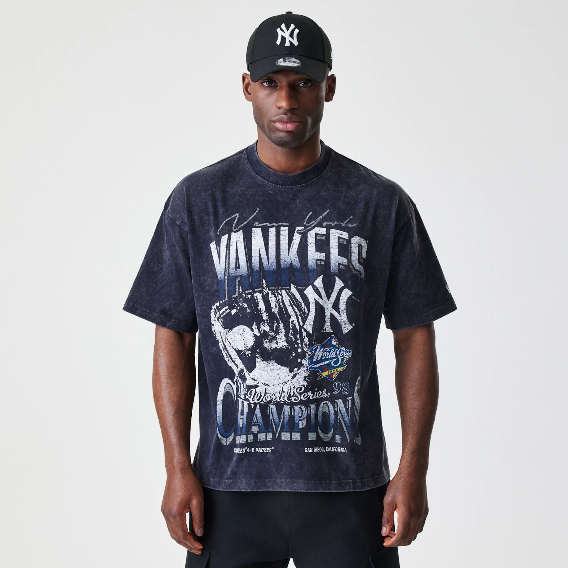 The Male model is wearing New York Yankees Sport Classic Black T-Shirt 1