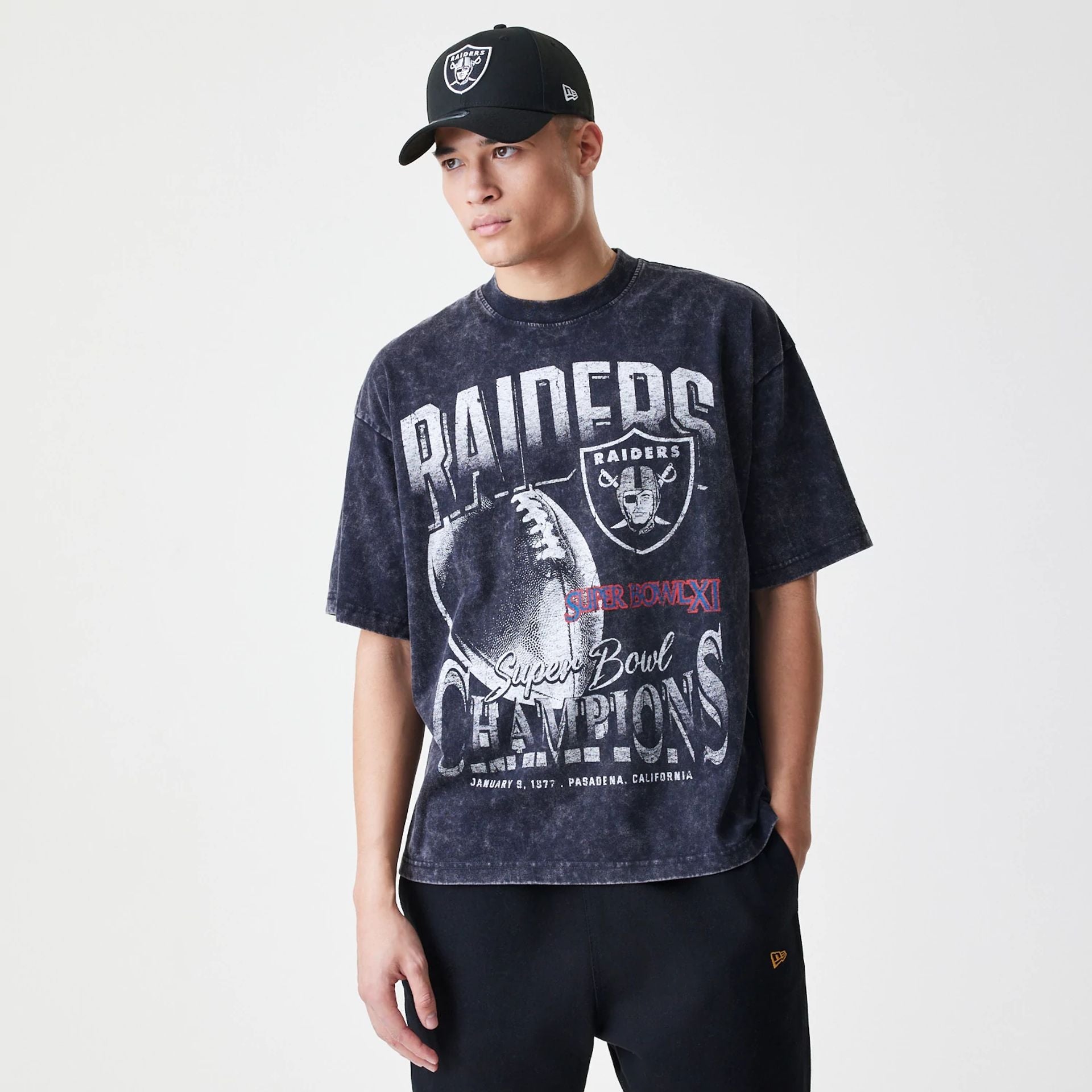 The Male model is wearing Las Vegas Raiders Sport Classic Black T-Shirt 1