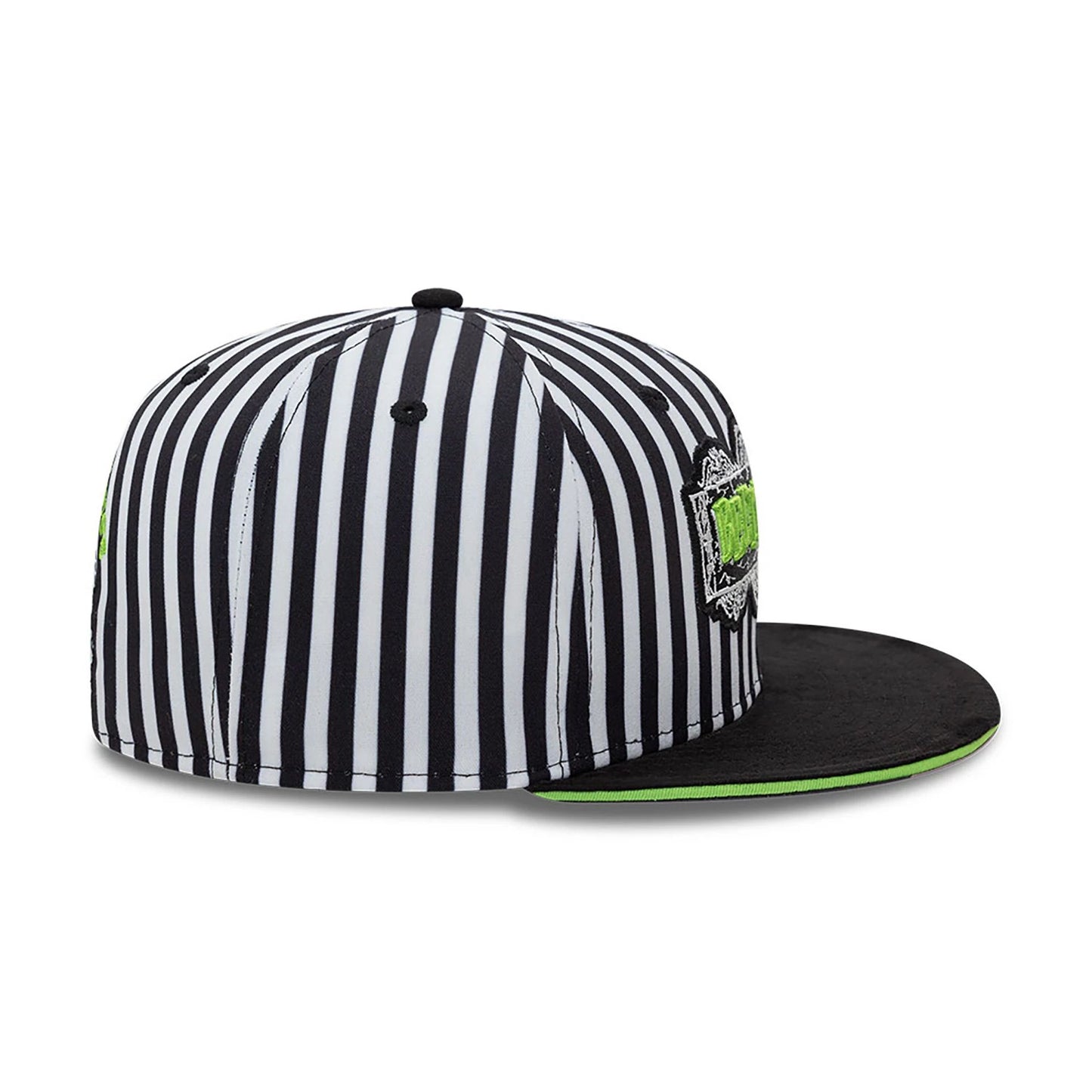 This is a Beetlejuice Stripes Black And White 9FIFTY Snapback Adjustable Cap 6