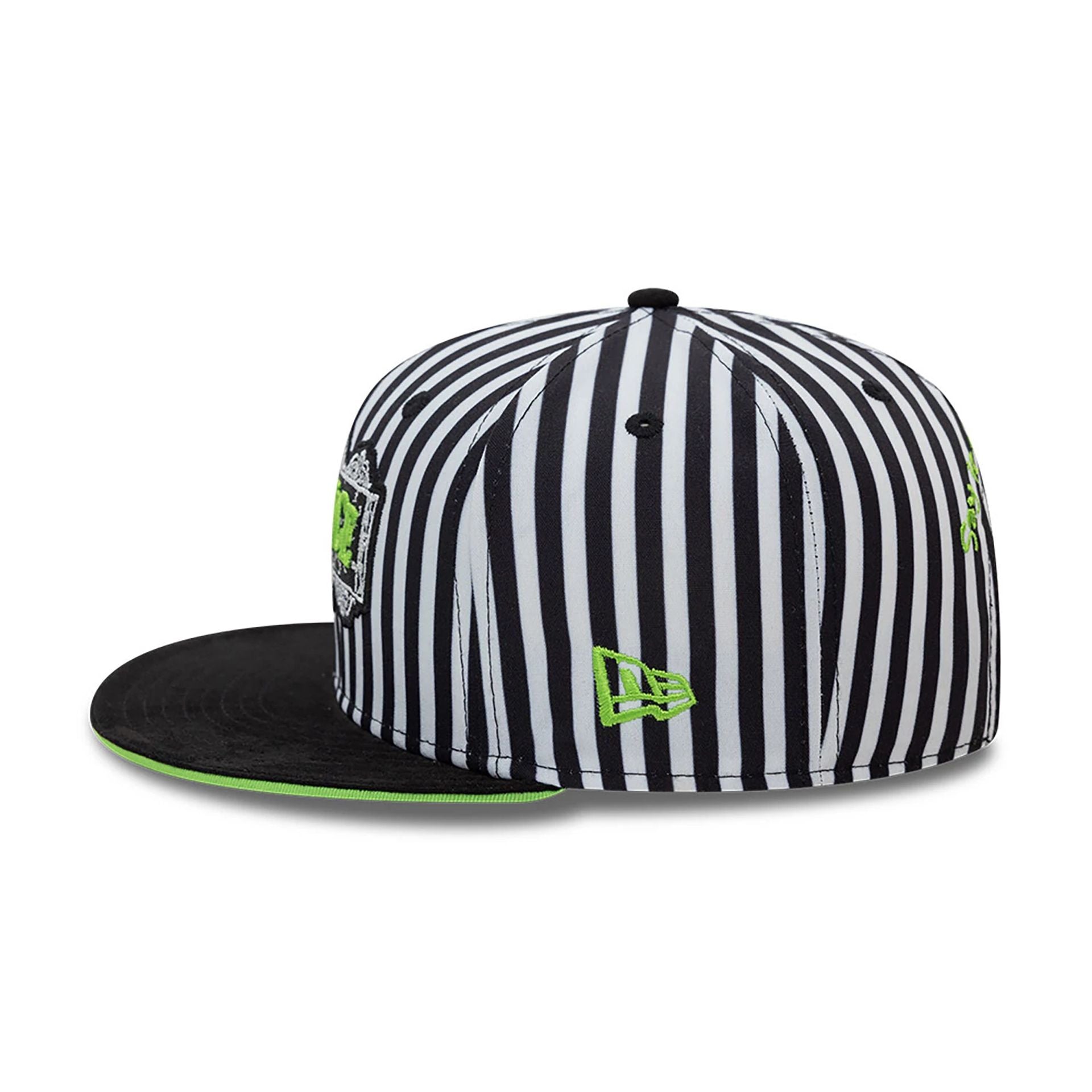 This is a Beetlejuice Stripes Black And White 9FIFTY Snapback Adjustable Cap 7