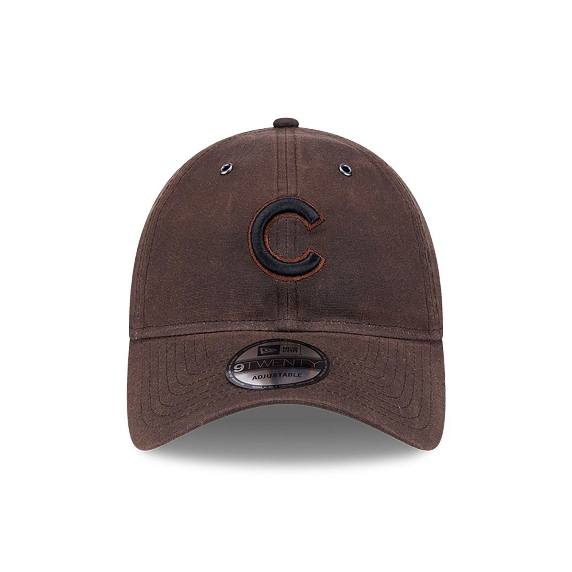 This is a Chicago Cubs Waxed Canvas Dark Brown 9TWENTY Adjustable Cap 2