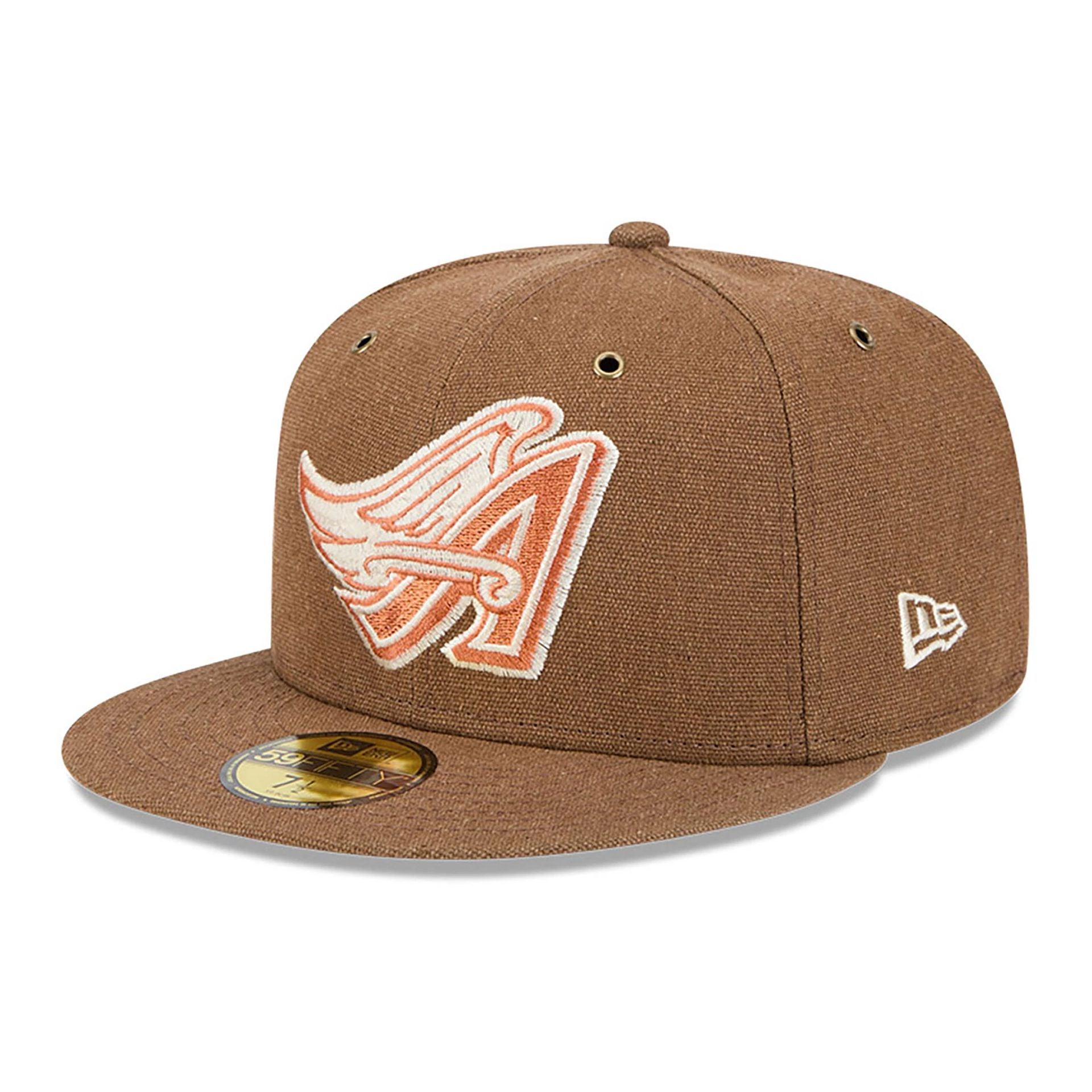 This is a LA Angels Antique Plaid Dark Brown 59FIFTY Fitted Cap 1